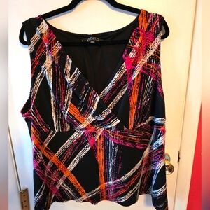 Kasper Women's Sleeveless Multicolor Abstract Top Size 20W
